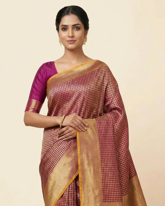 Silk Katan Banarasi Handloom Saree with Gold Zari Border Banarasi Saree by Rangoli