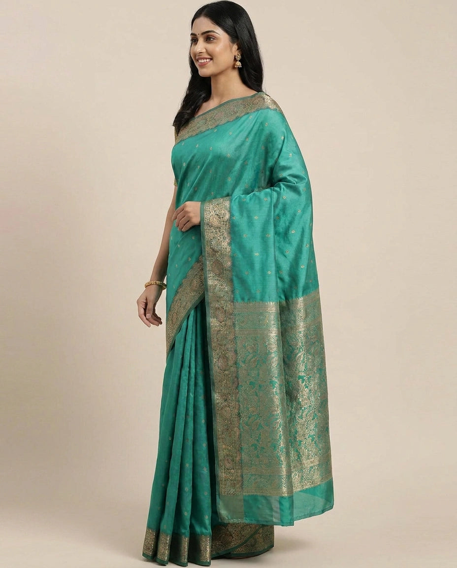 South Weave Saree in Silk Katan with Woven Pallu — photo 3 of 8
