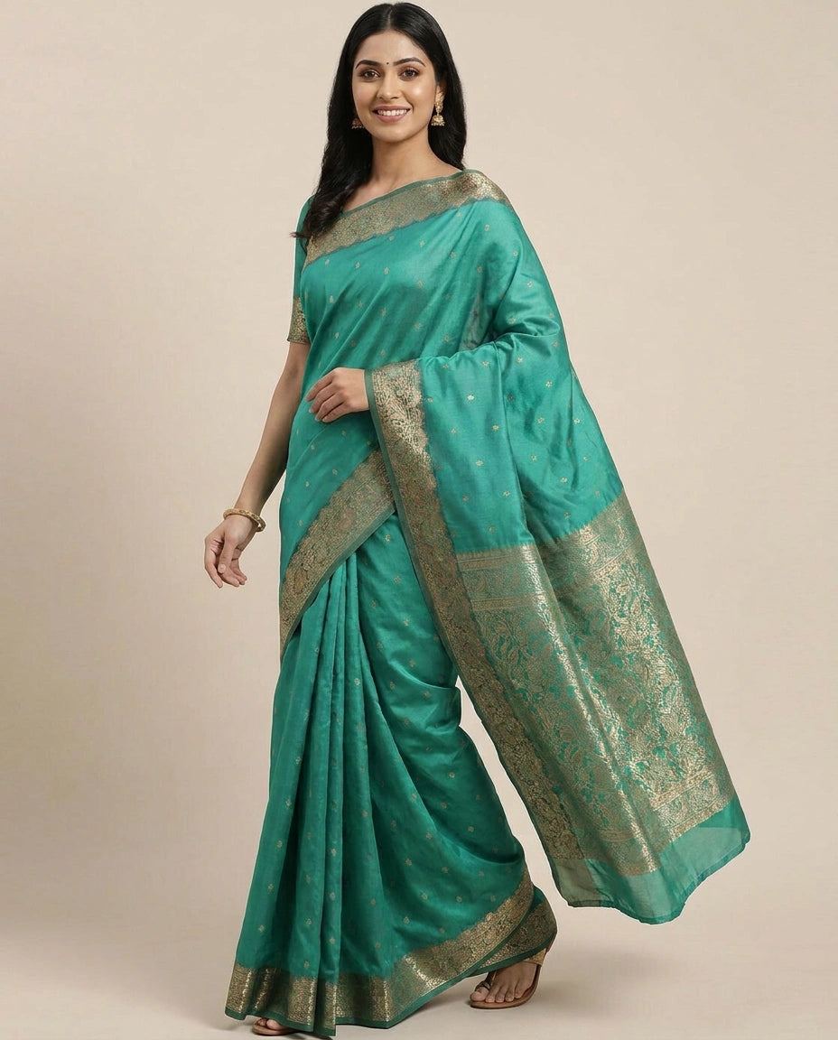 South Weave Saree in Silk Katan with Woven Pallu — photo 4 of 8