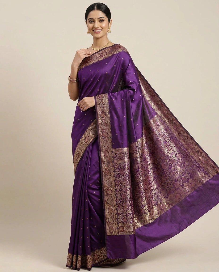 South Weave Saree in Silk Katan with Woven Pallu — photo 5 of 8