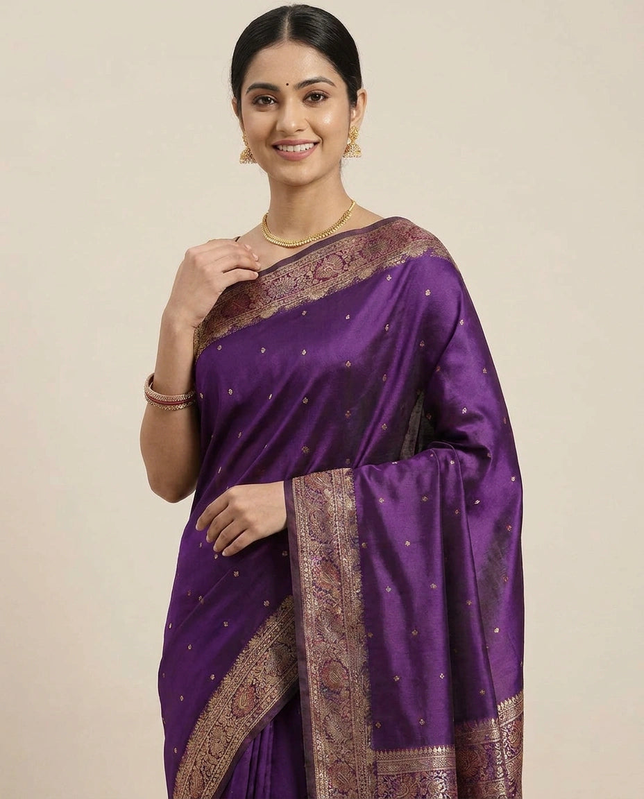 South Weave Saree in Silk Katan with Woven Pallu — photo 6 of 8