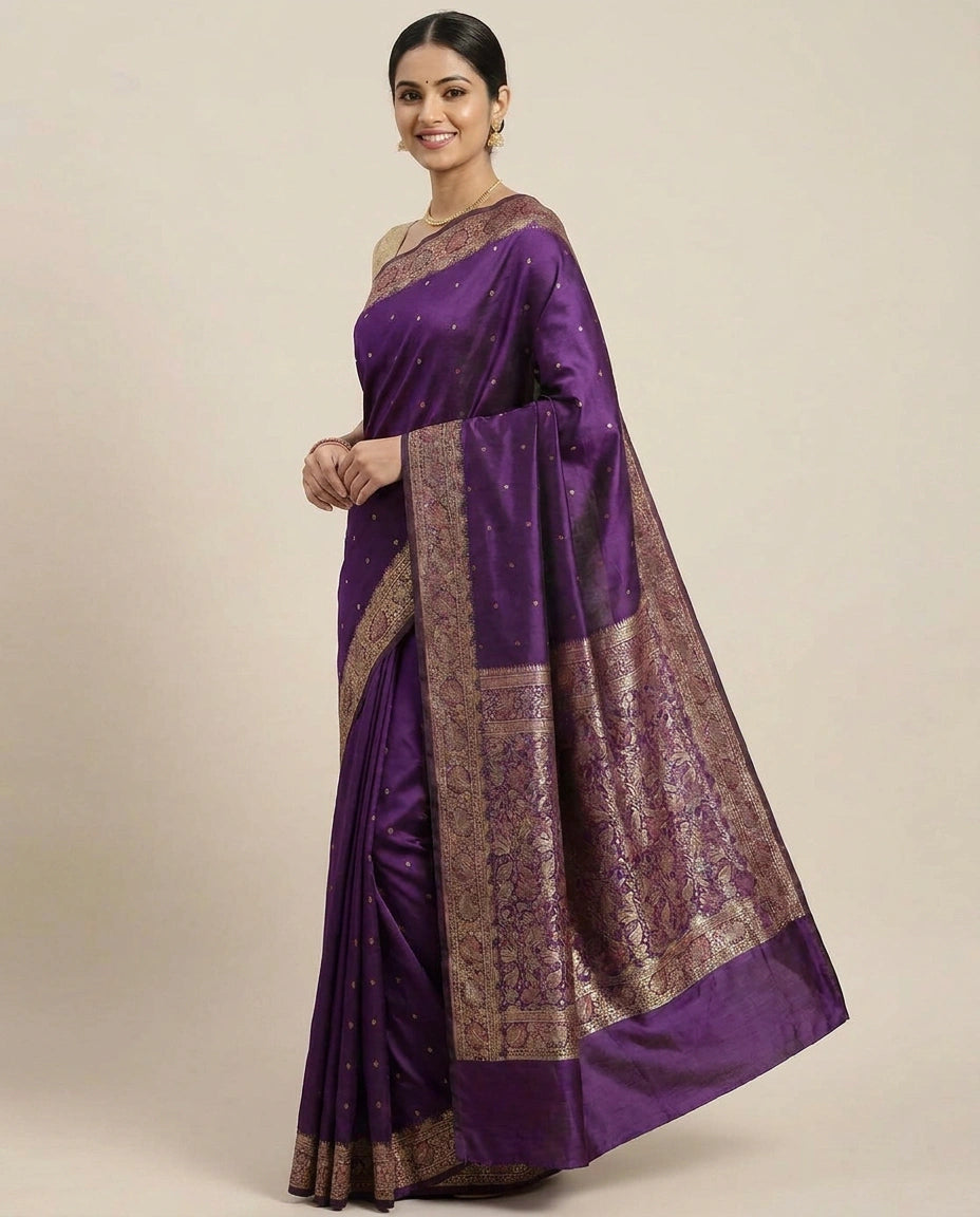 South Weave Saree in Silk Katan with Woven Pallu — photo 7 of 8