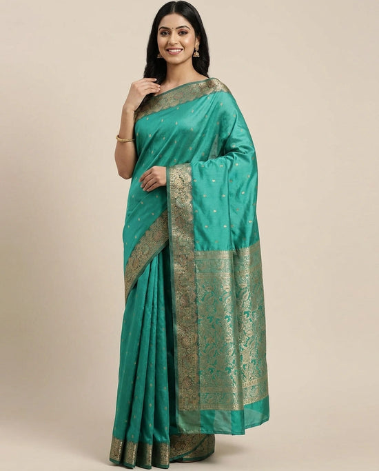 South Weave Saree in Silk Katan with Woven Pallu - Rangoli India