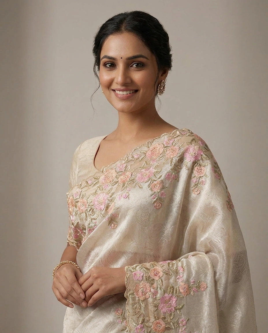 Tissue Designer Saree - Rangoli India