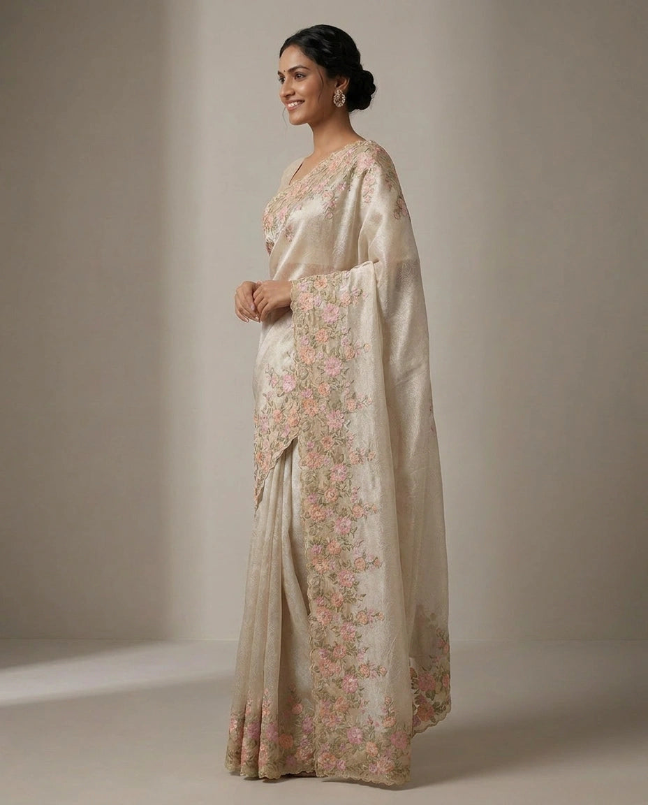 Tissue Designer Saree - Rangoli India