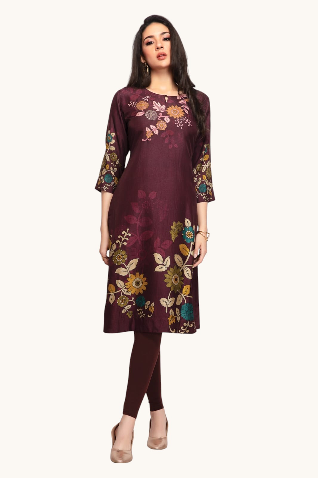 Everyday Chinon Straight Kurti - Rangoli Sarees