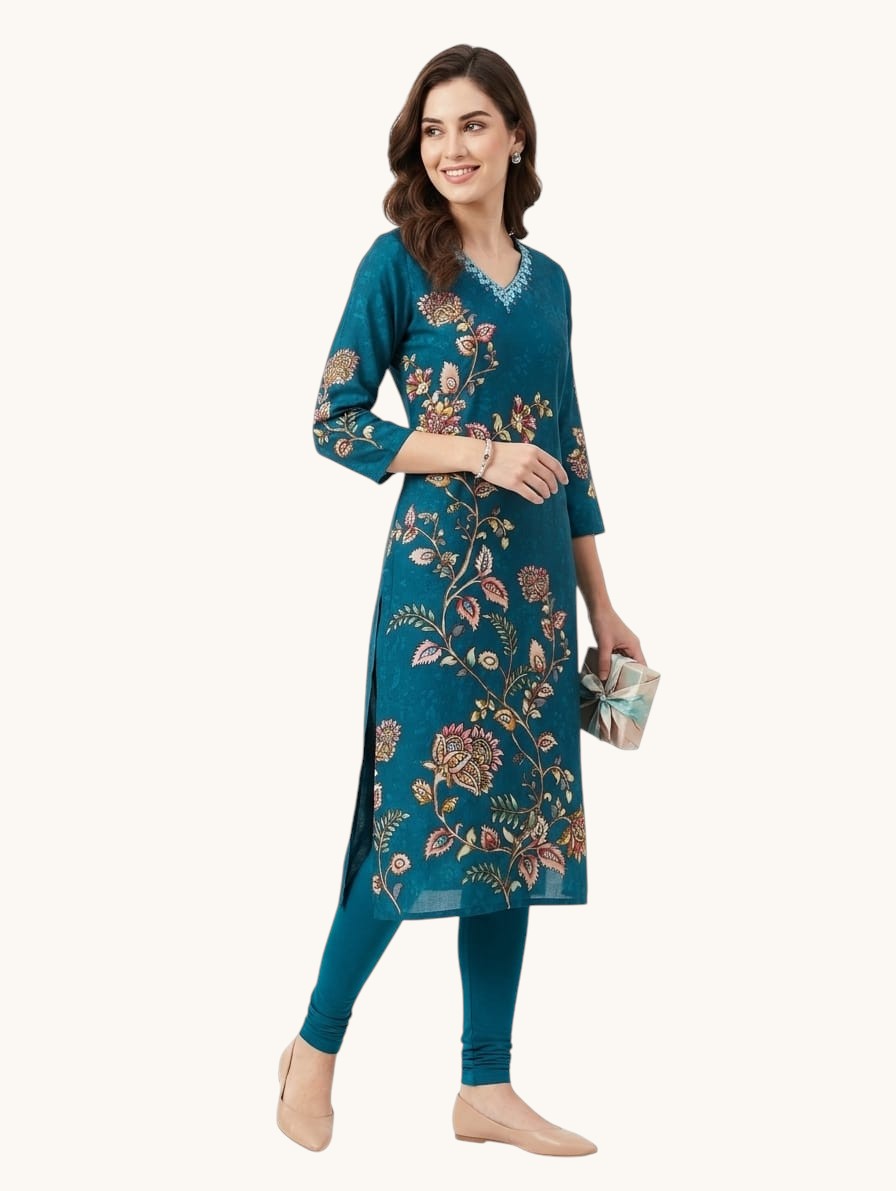 Everyday Chinon Straight Kurti - Rangoli Sarees