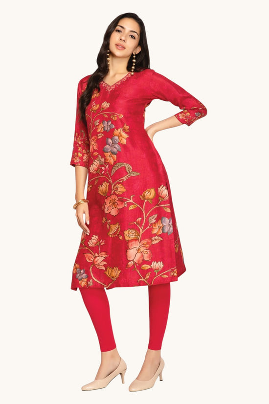 Mustard Muslin Printed Straight Kurti - Rangoli India