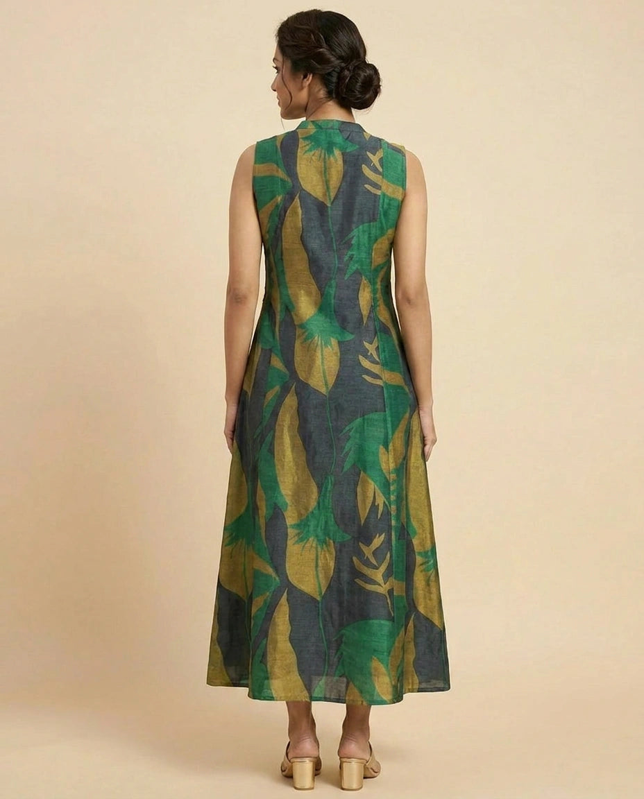 Green Dola Silk Straight Kurti for Women - Festive Wear