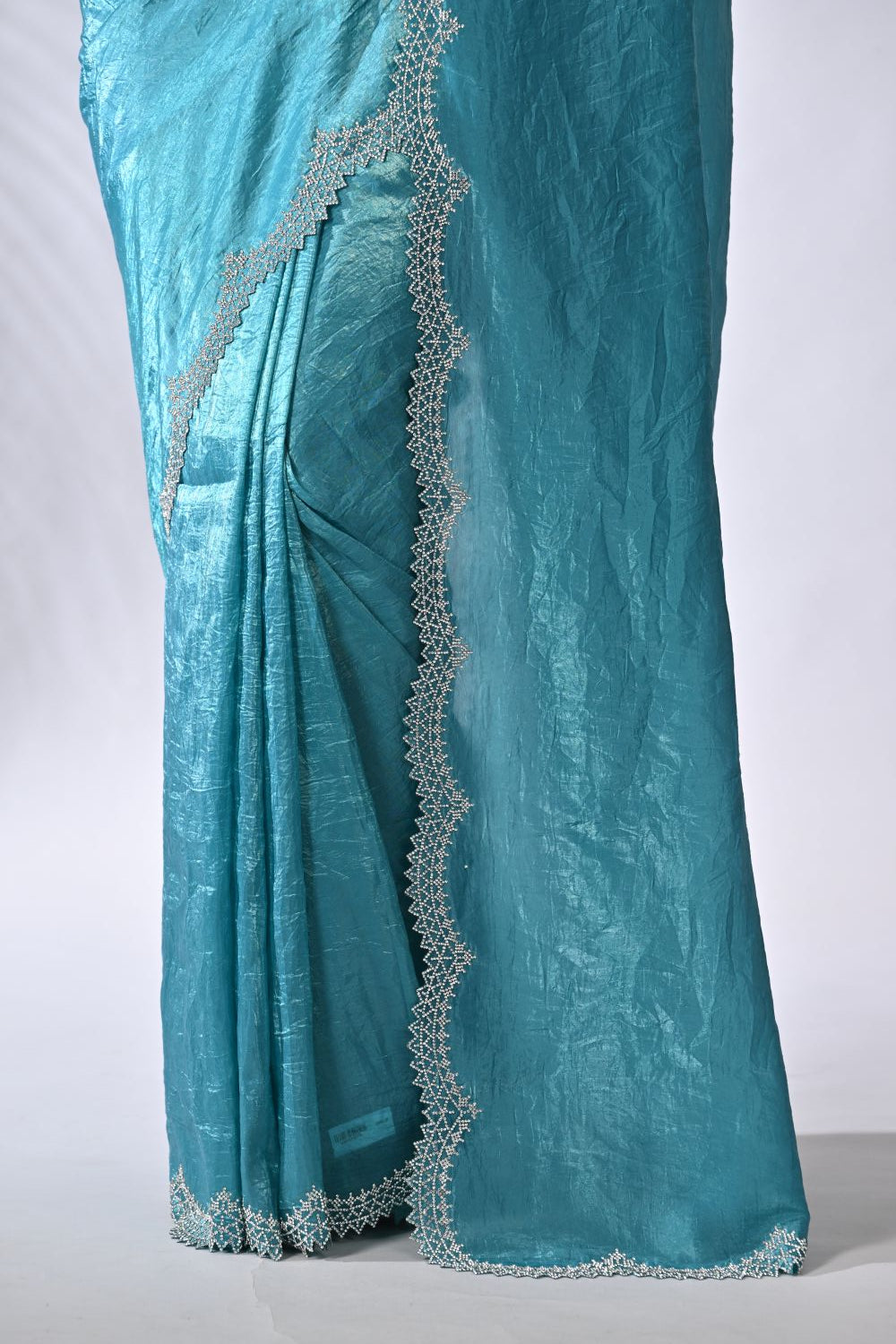 Firozi Blue Fancy Designer Crush Silk Saree