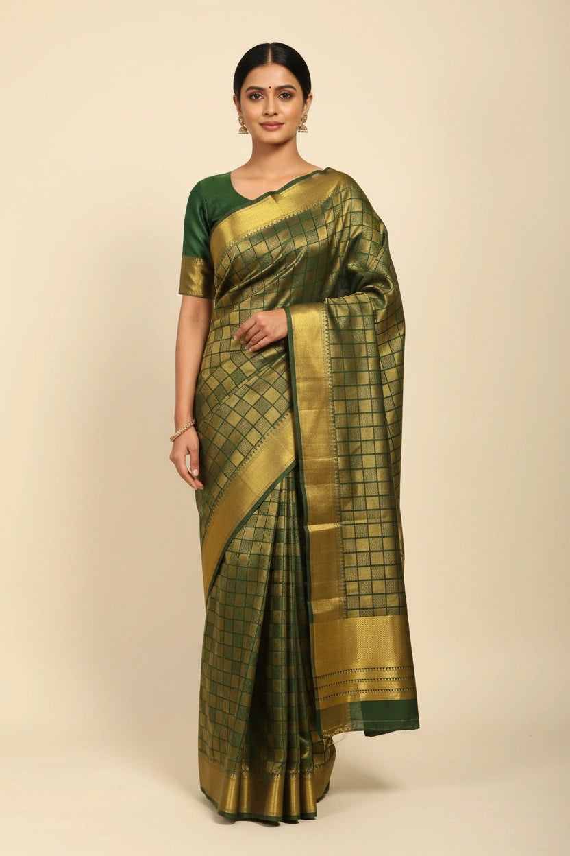 Pure Silk Katan Saree with Traditional South Indian Weave
