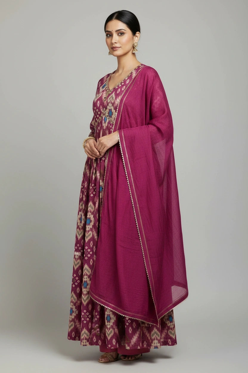Contemporary Tussar Silk Straight Cut Salwar Suit - View 2 | Rangoli