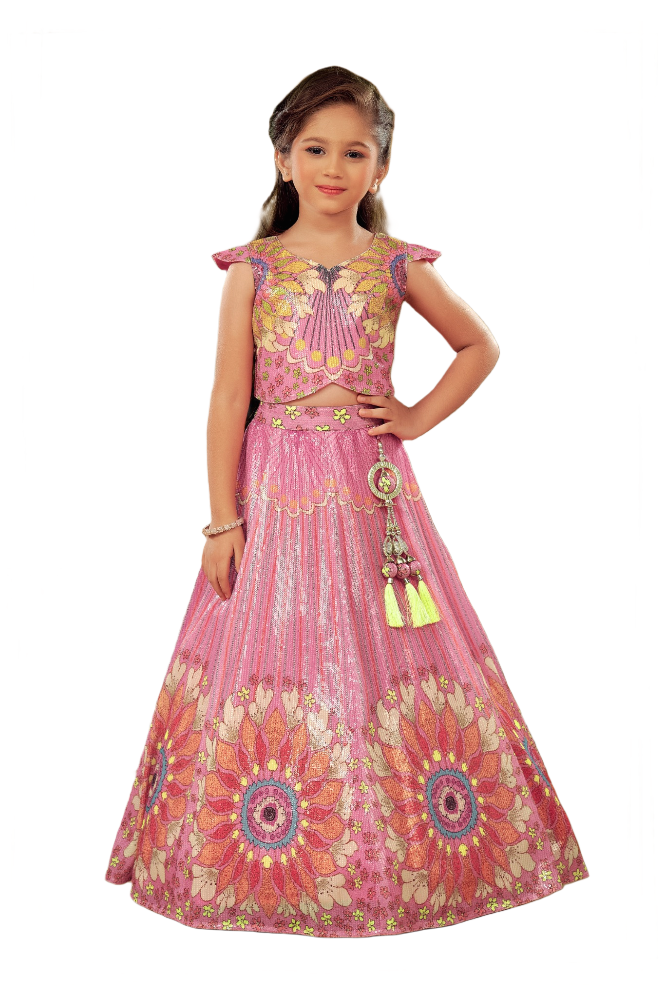 Kids Lehenga - Pink | Silk Katan | Rangoli Kids
