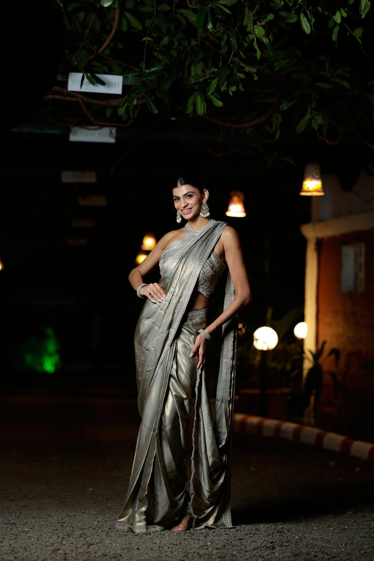 Art Silk Saree with Embroidered Scalloped Border