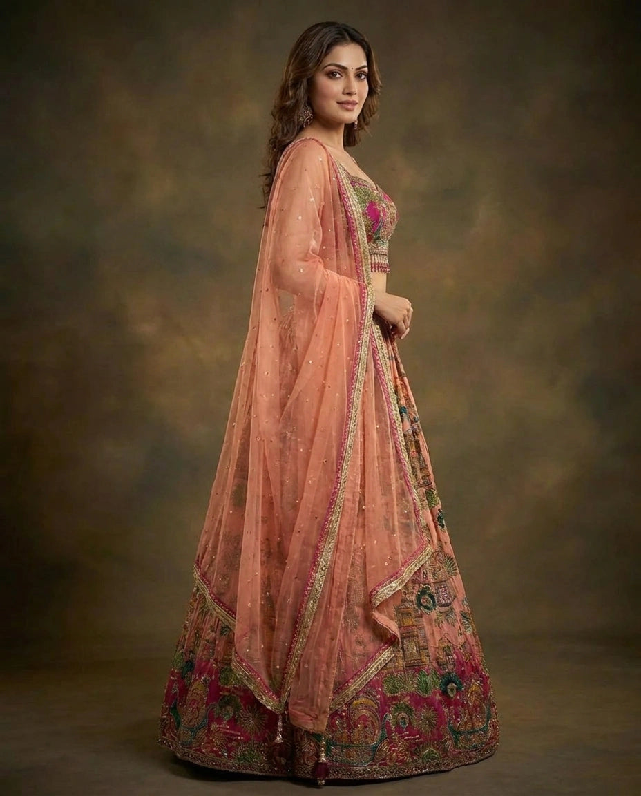 Crepe Silk Croptop Lehenga - Rangoli India