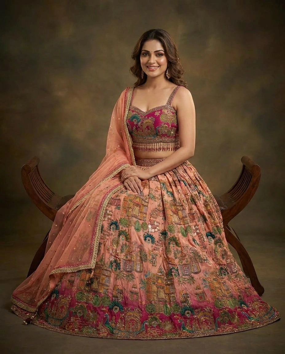 Crepe Silk Croptop Lehenga - Rangoli India