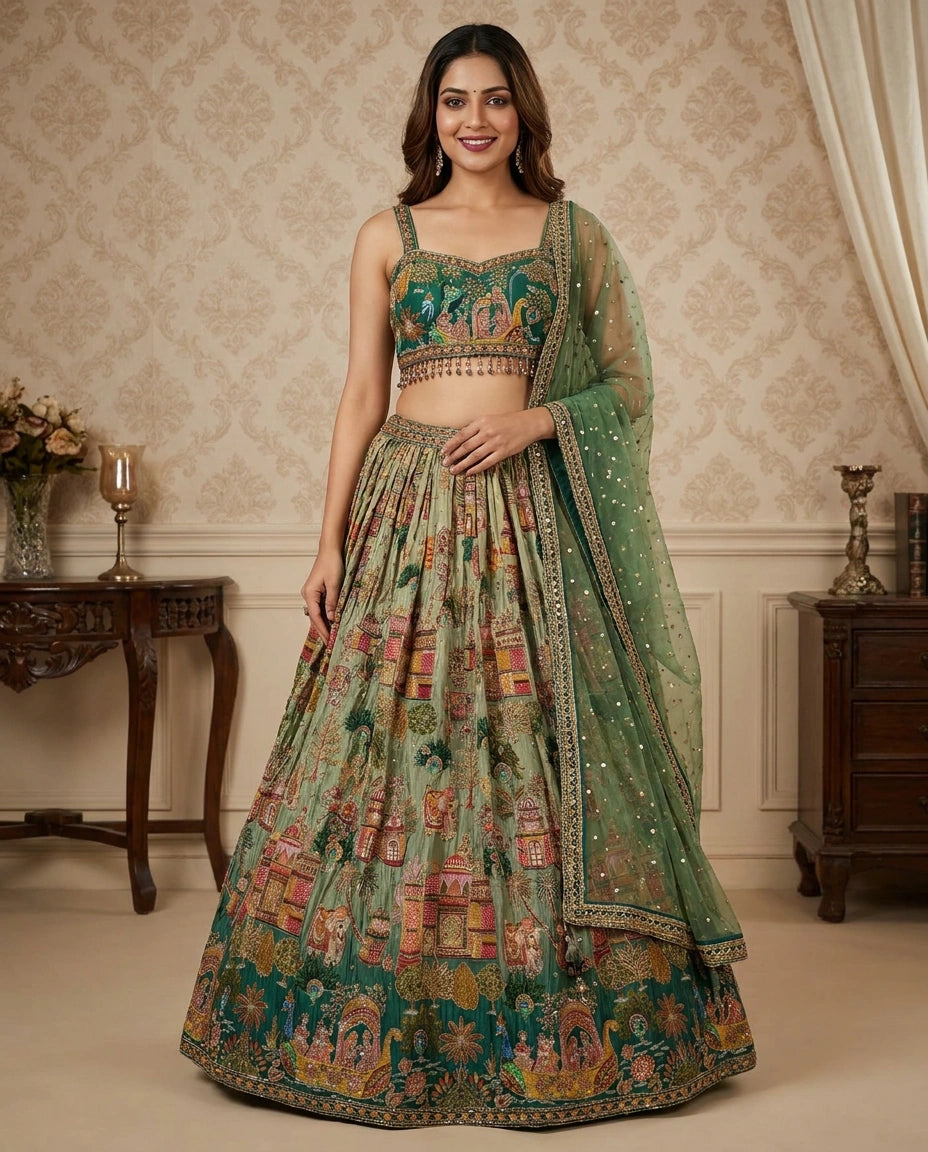 Crepe Silk Croptop Lehenga - Rangoli India