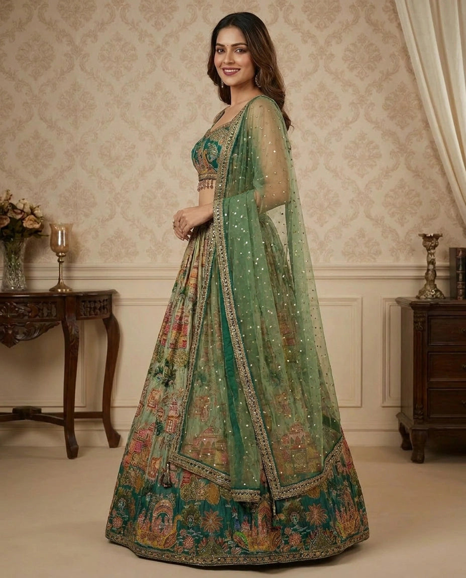 Crepe Silk Croptop Lehenga - Rangoli India