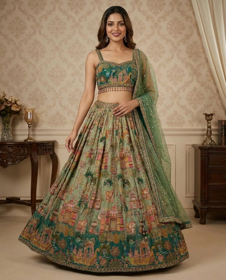 Crepe Silk Croptop Lehenga - Rangoli India