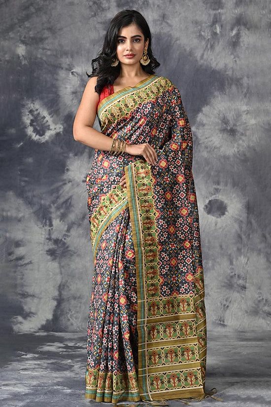 Grey Tussar Silk Saree
