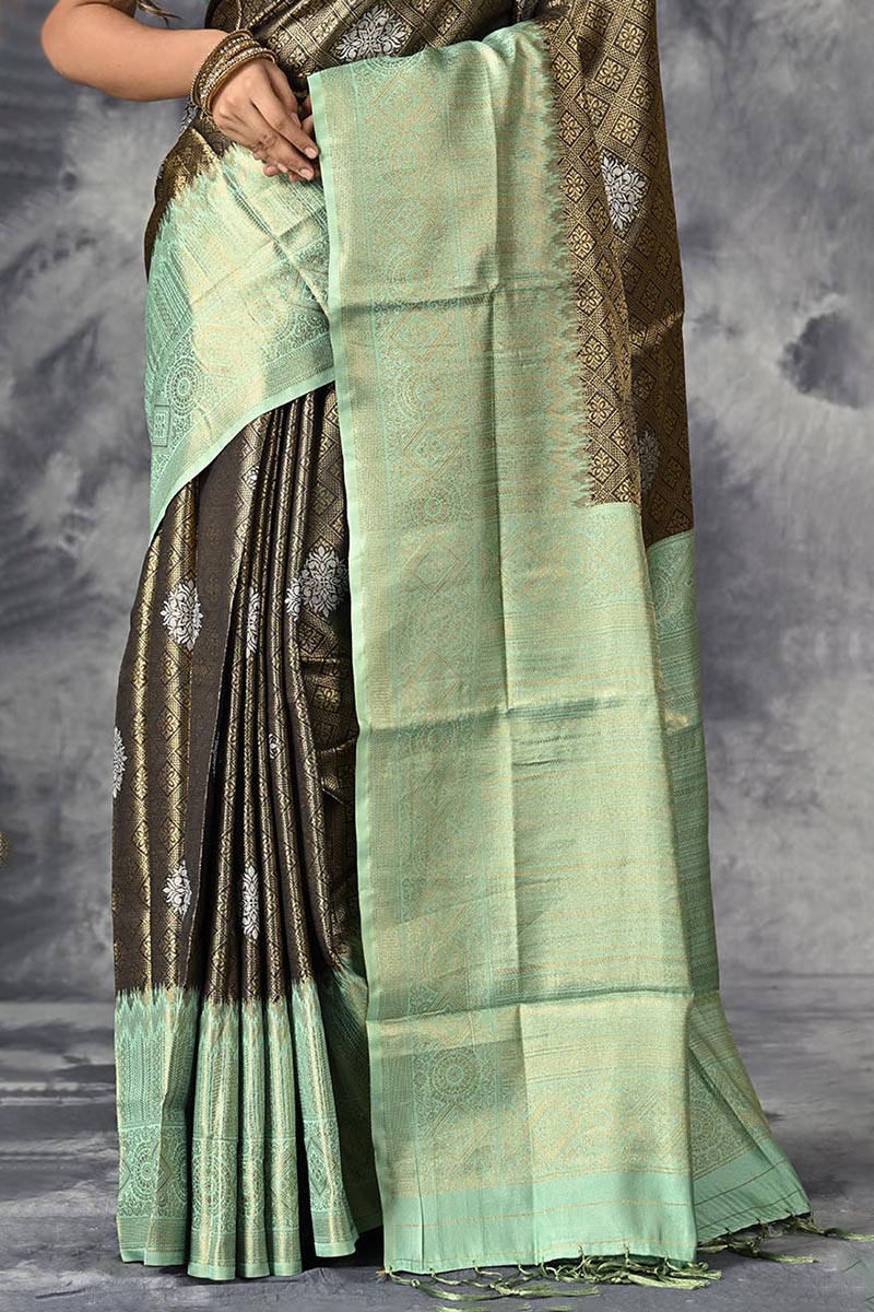 Green Katan Silk Saree