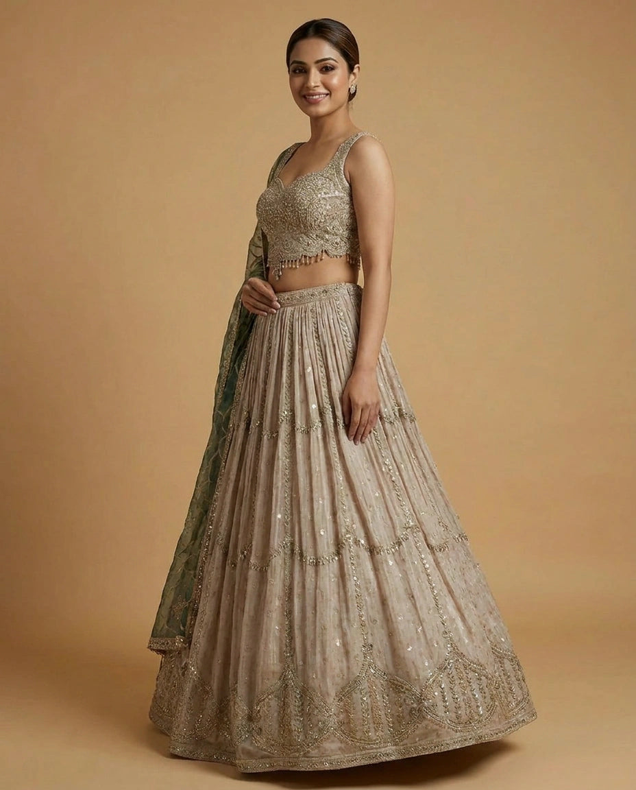 Tissue Croptop Lehenga - Rangoli India