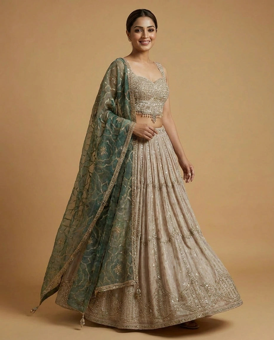 Tissue Croptop Lehenga - Rangoli India
