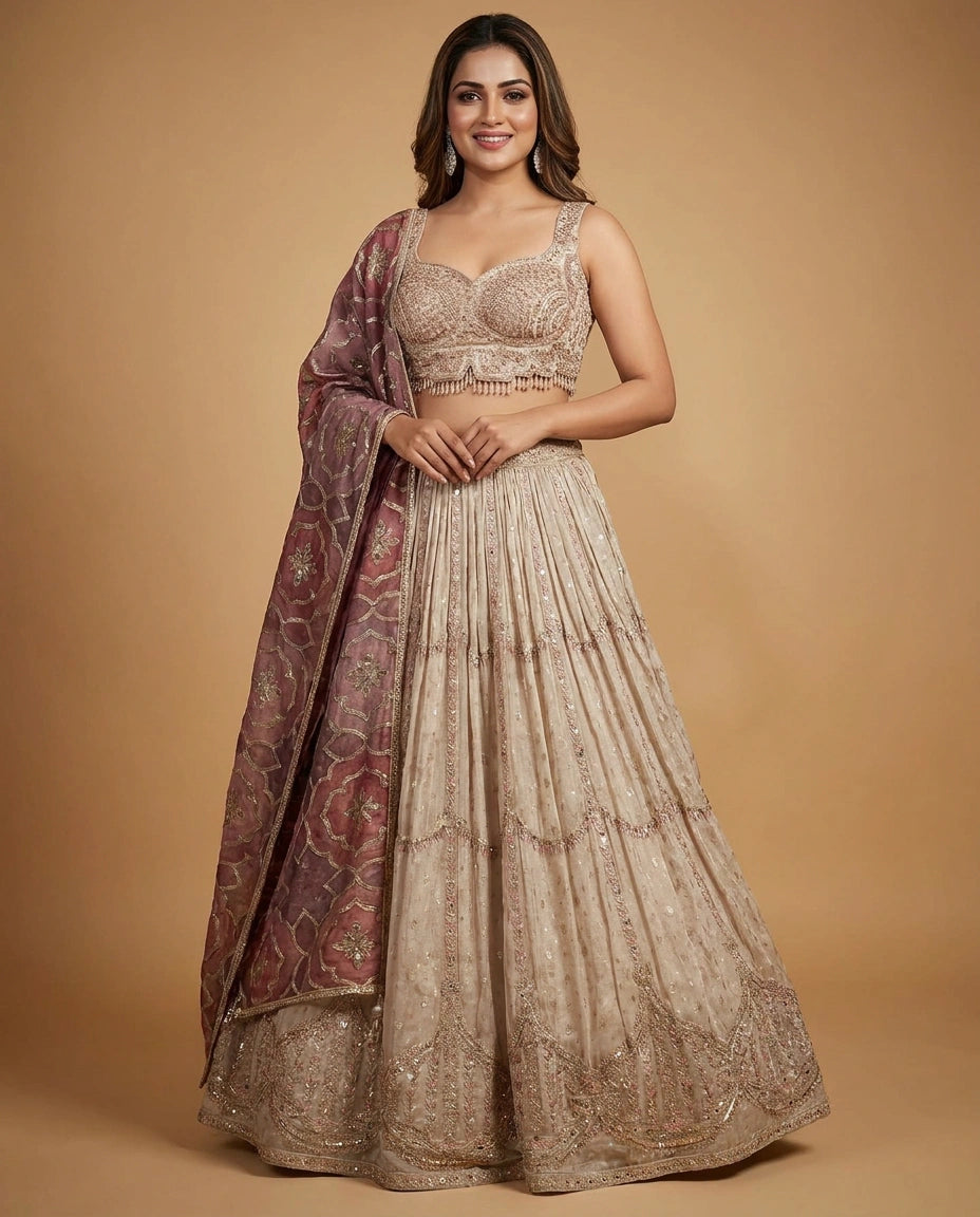 Tissue Croptop Lehenga - Rangoli India