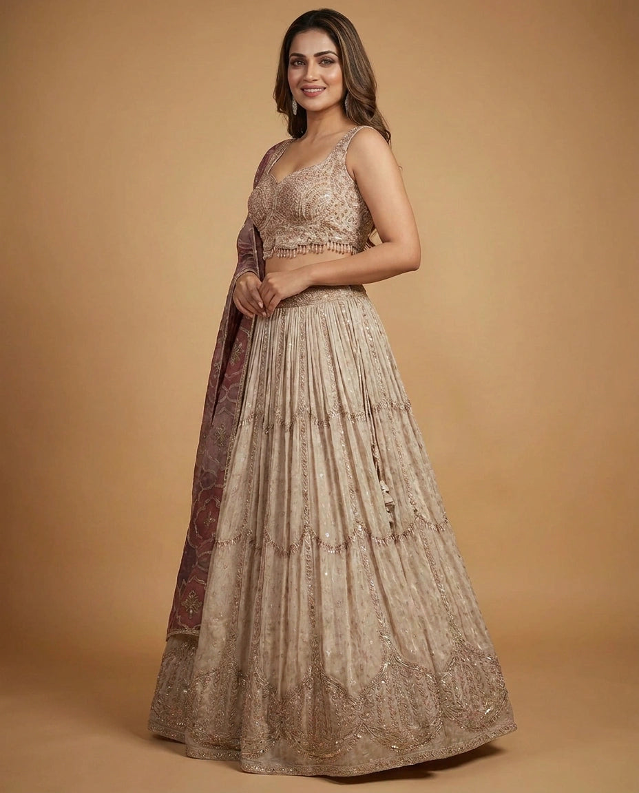 Tissue Croptop Lehenga - Rangoli India