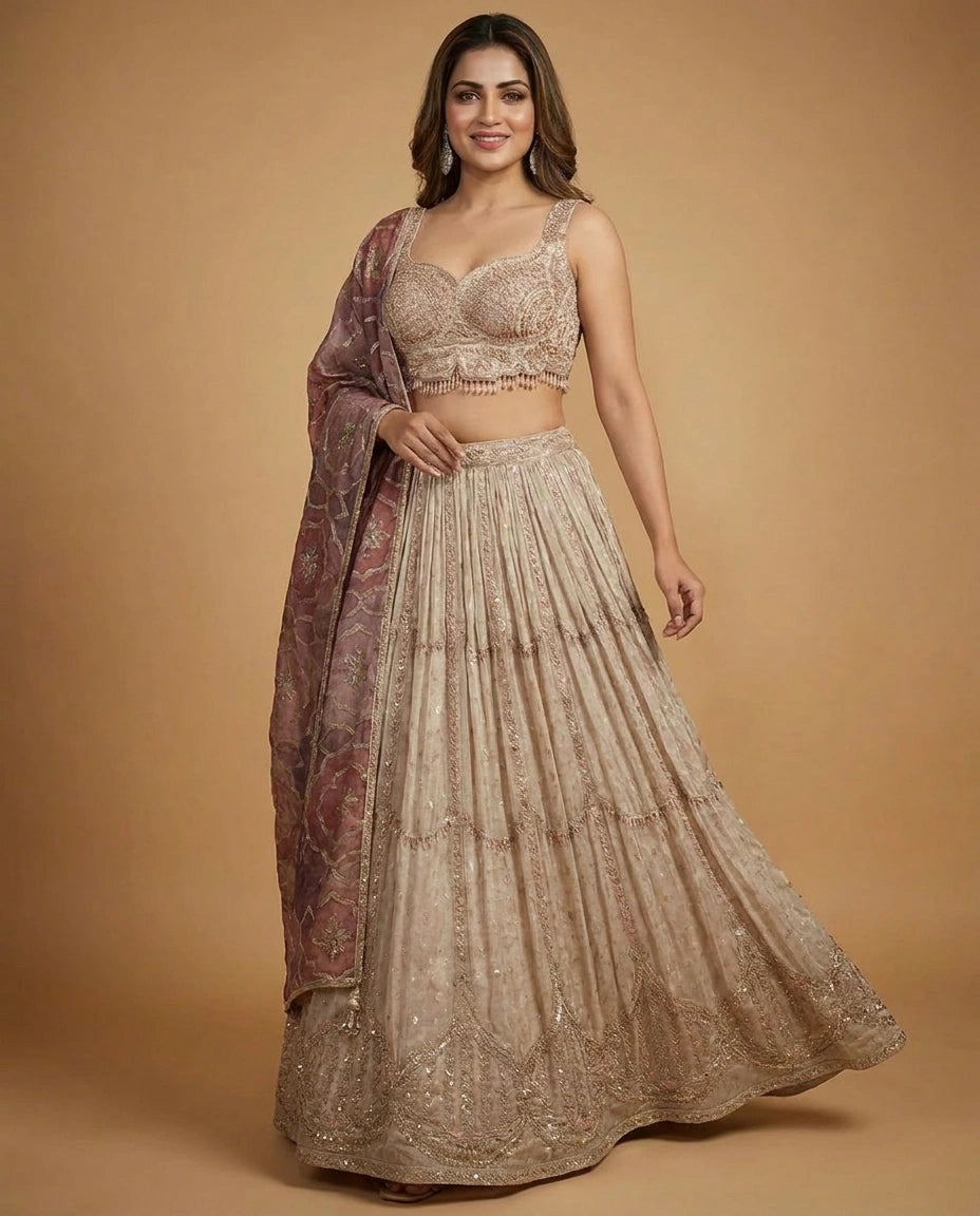 Tissue Croptop Lehenga - Rangoli India