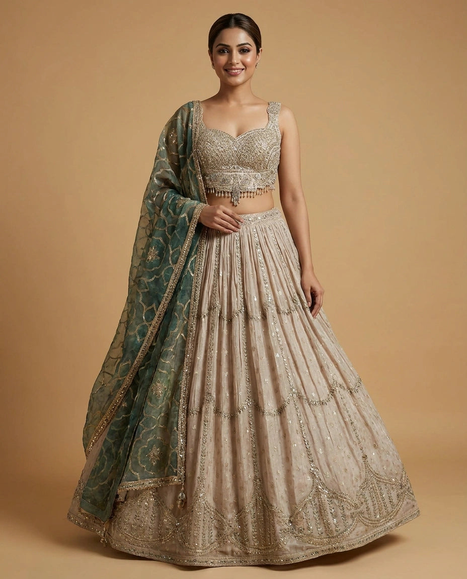 Tissue Croptop Lehenga - Rangoli India