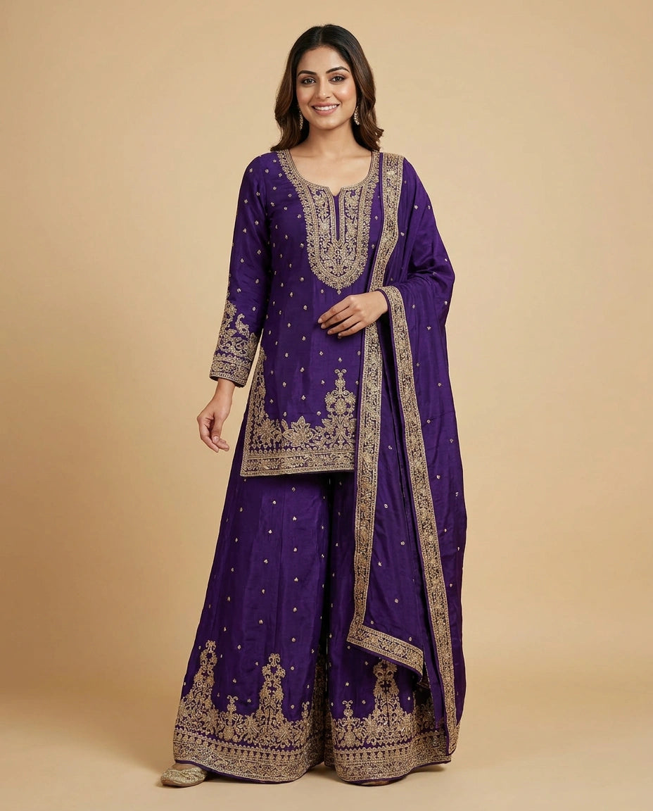 Embellished Sharara Suit - Rangoli India