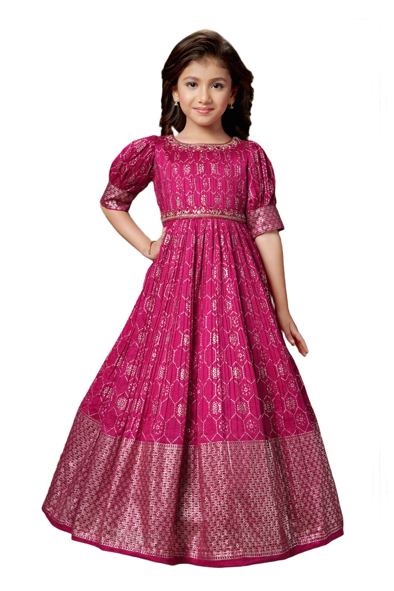 Kids Gown - Rani | Silk Katan | Rangoli Kids