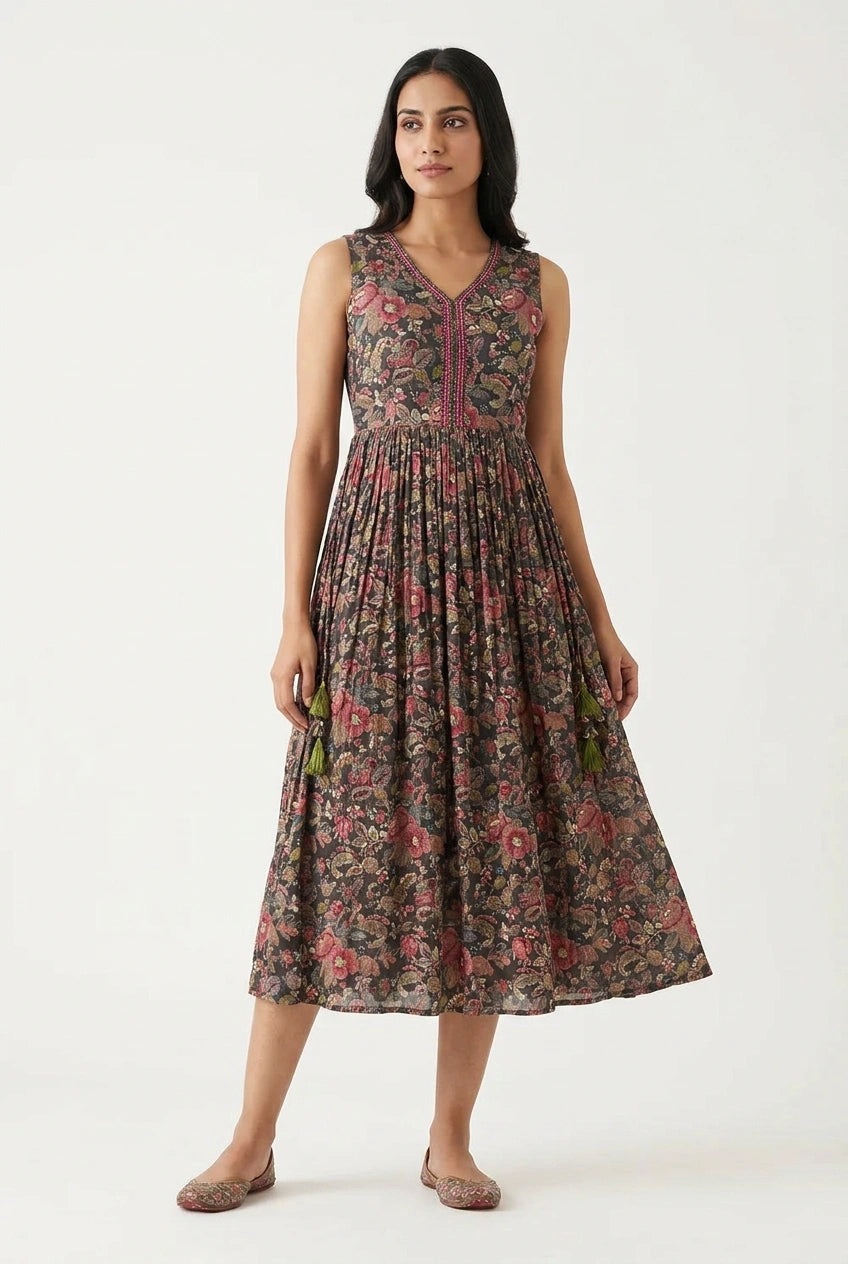Cotton Kurti Gown with Delicate Print for Daily Comfort