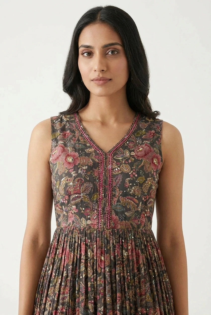 Cotton Kurti Gown with Delicate Print for Daily Comfort
