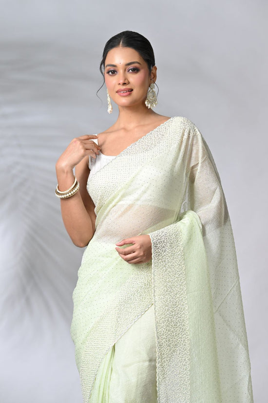 Pista Green Crush Silk Sarees
