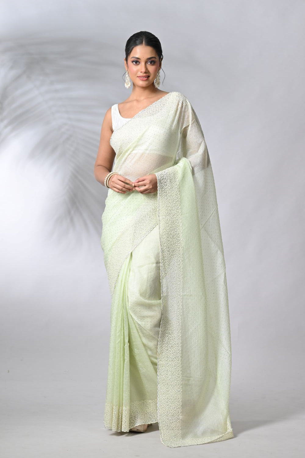 Pista Green Crush Silk Sarees