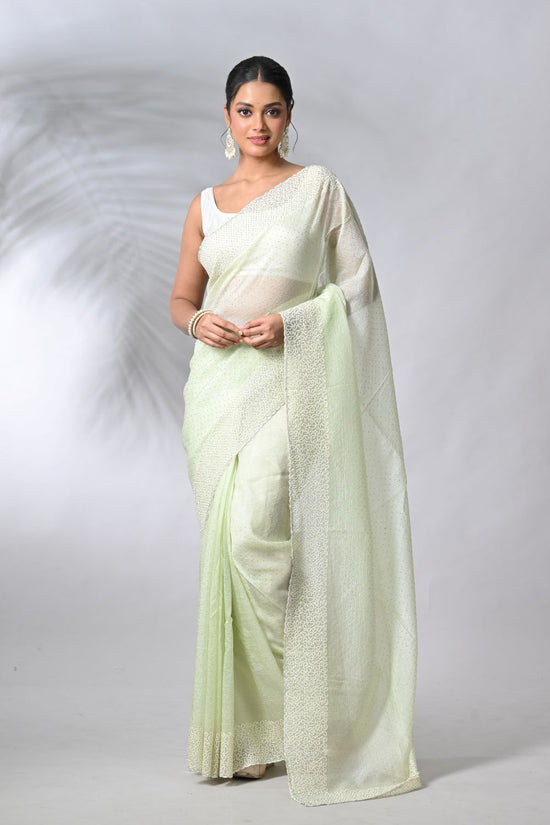 Pista Green Crush Silk Sarees
