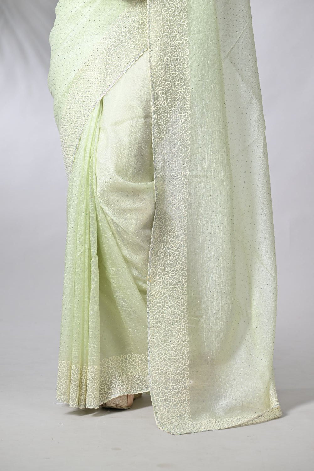 Pista Green Crush Silk Sarees