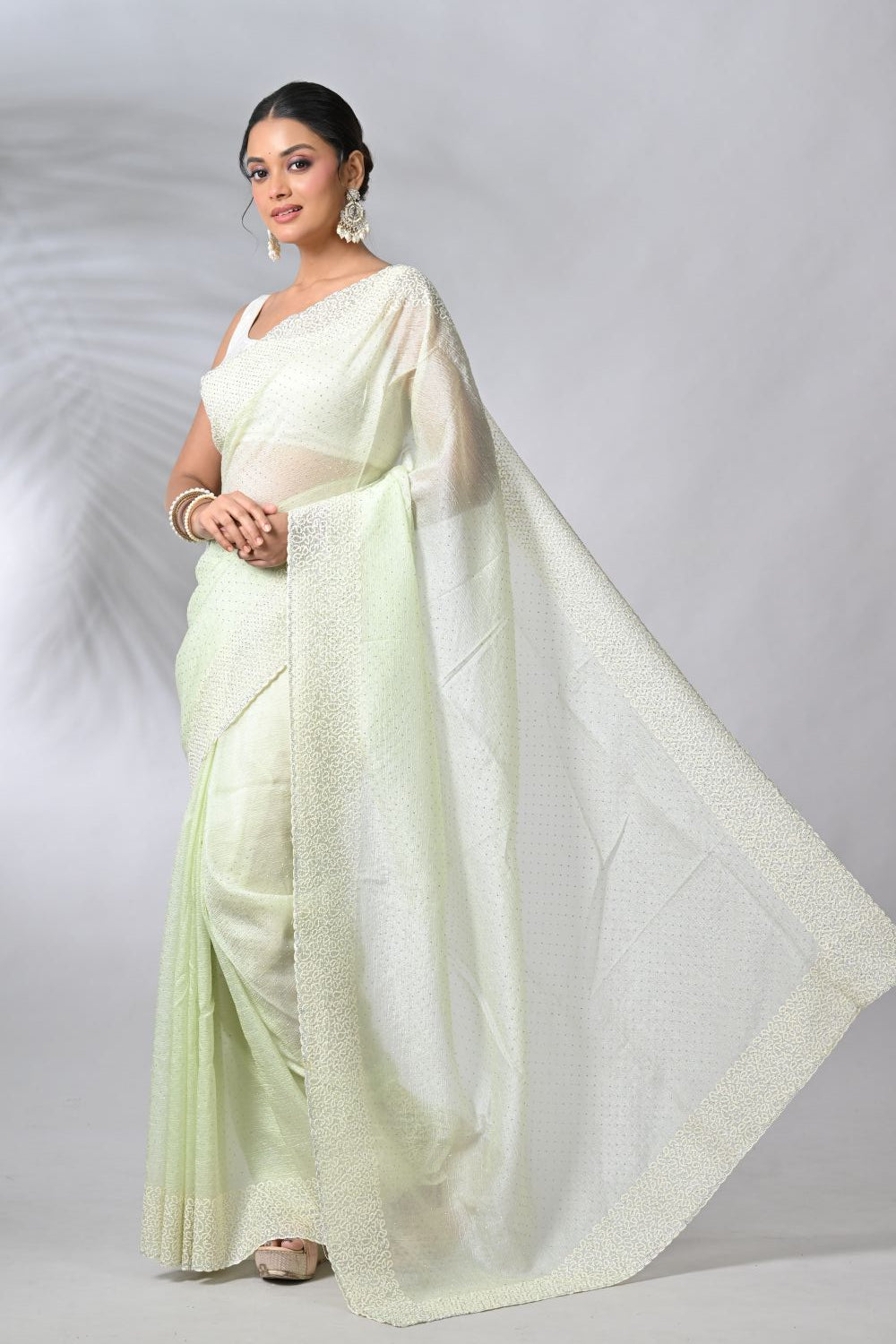 Pista Green Crush Silk Sarees