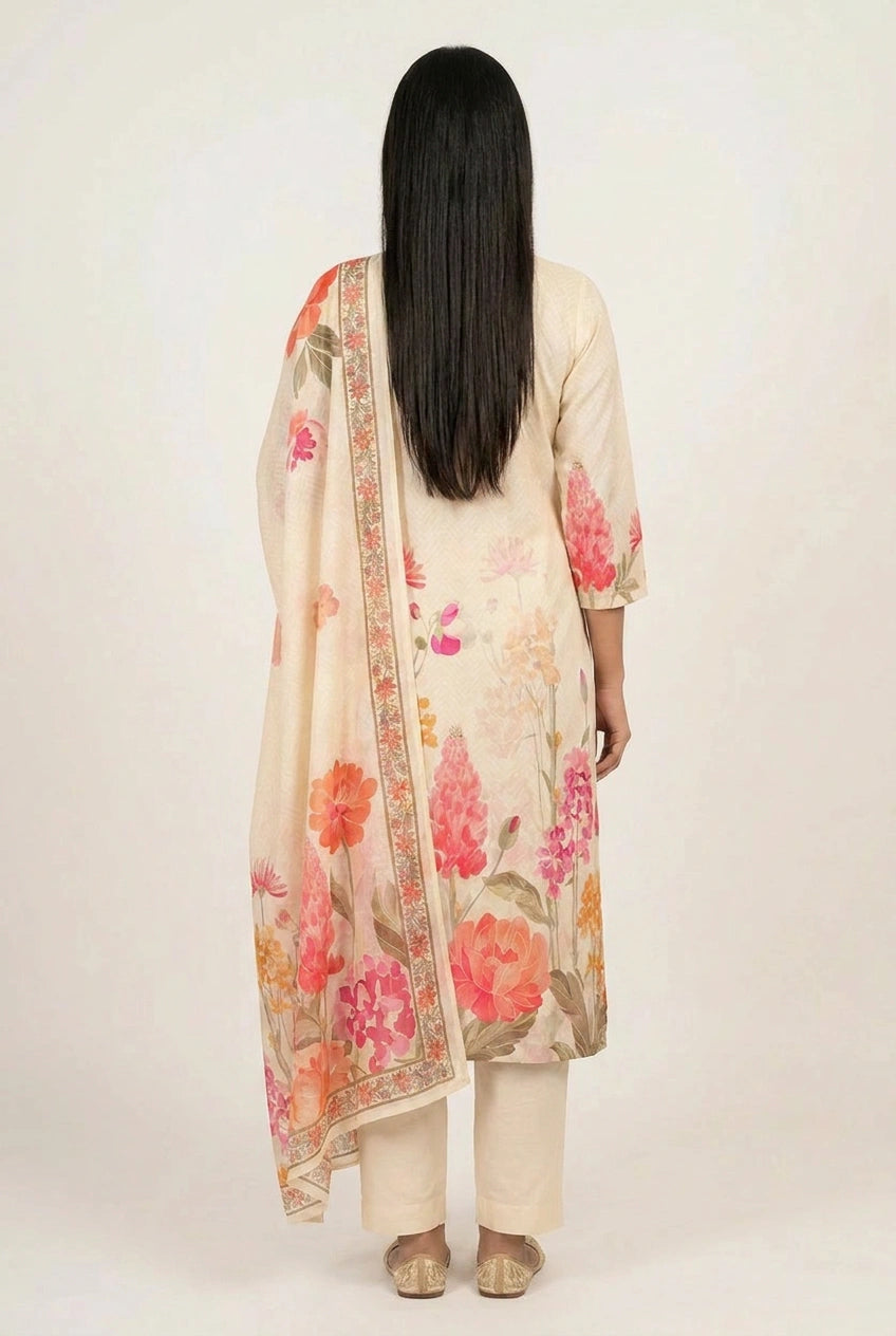 Cotton Straight Suit with Embroidery for Office Days