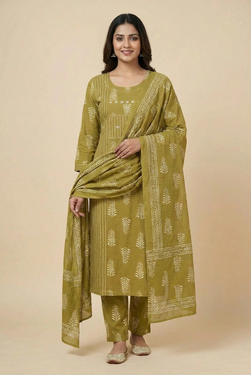 Cotton Straight Suit with Resham Work for Festive Evenings