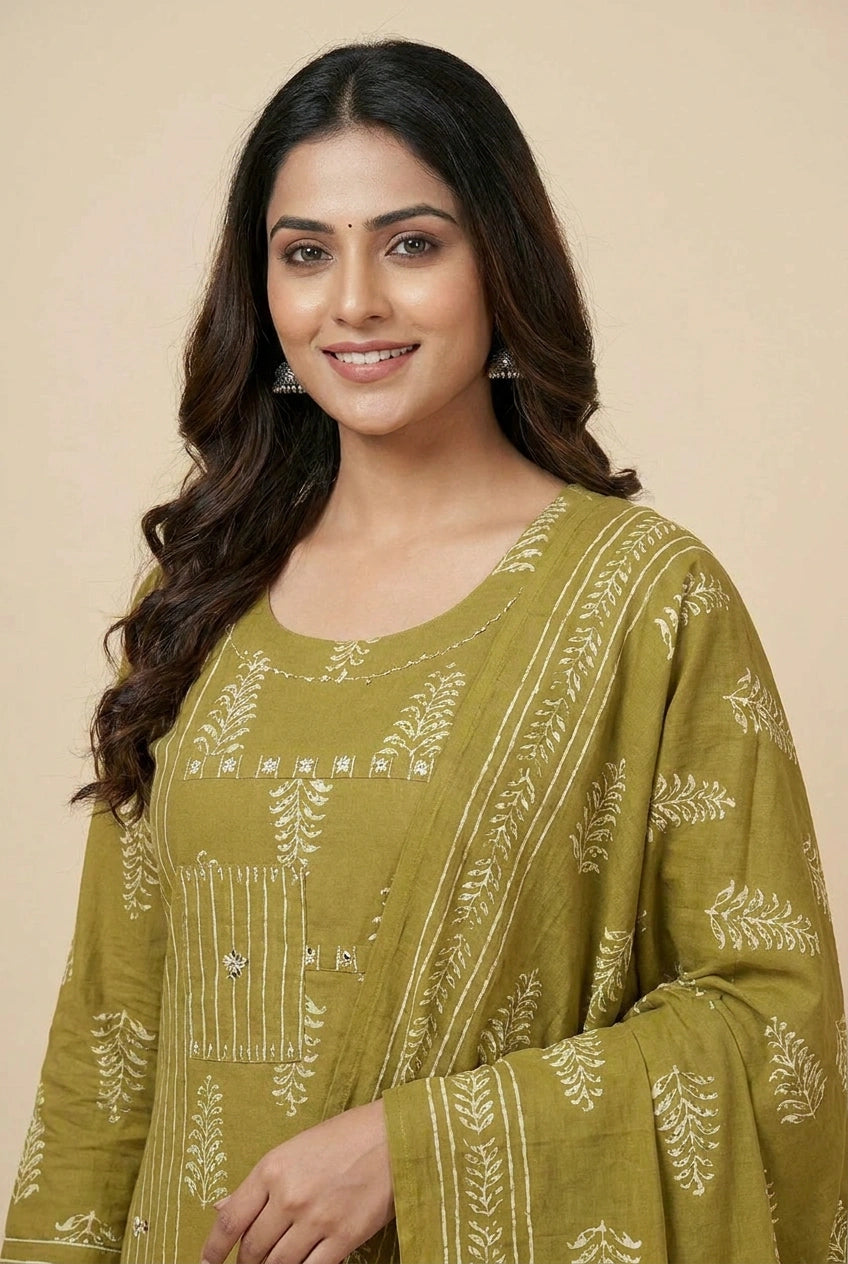 Cotton Straight Suit with Resham Work for Festive Evenings