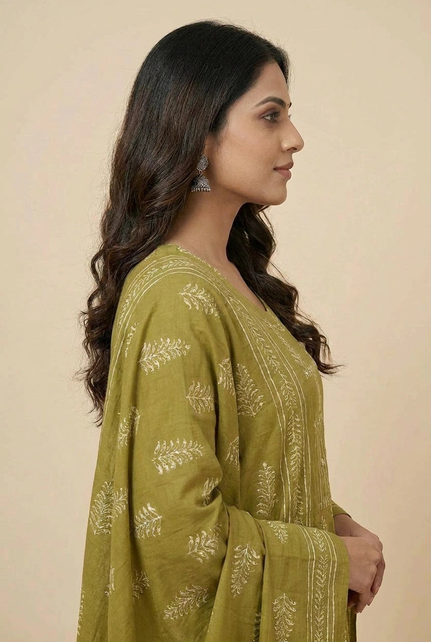 Cotton Straight Suit with Resham Work for Festive Evenings