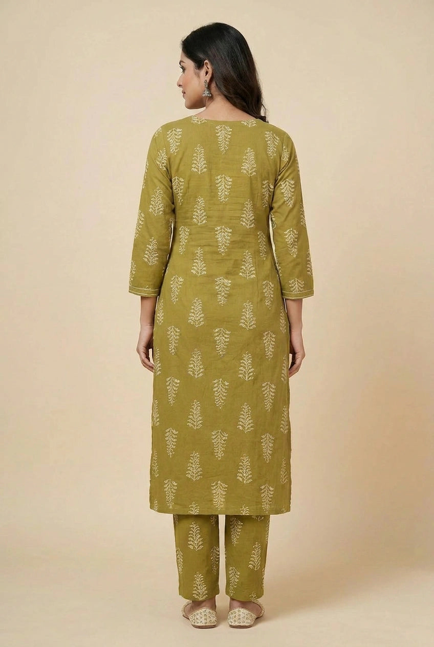 Cotton Straight Suit with Resham Work for Festive Evenings