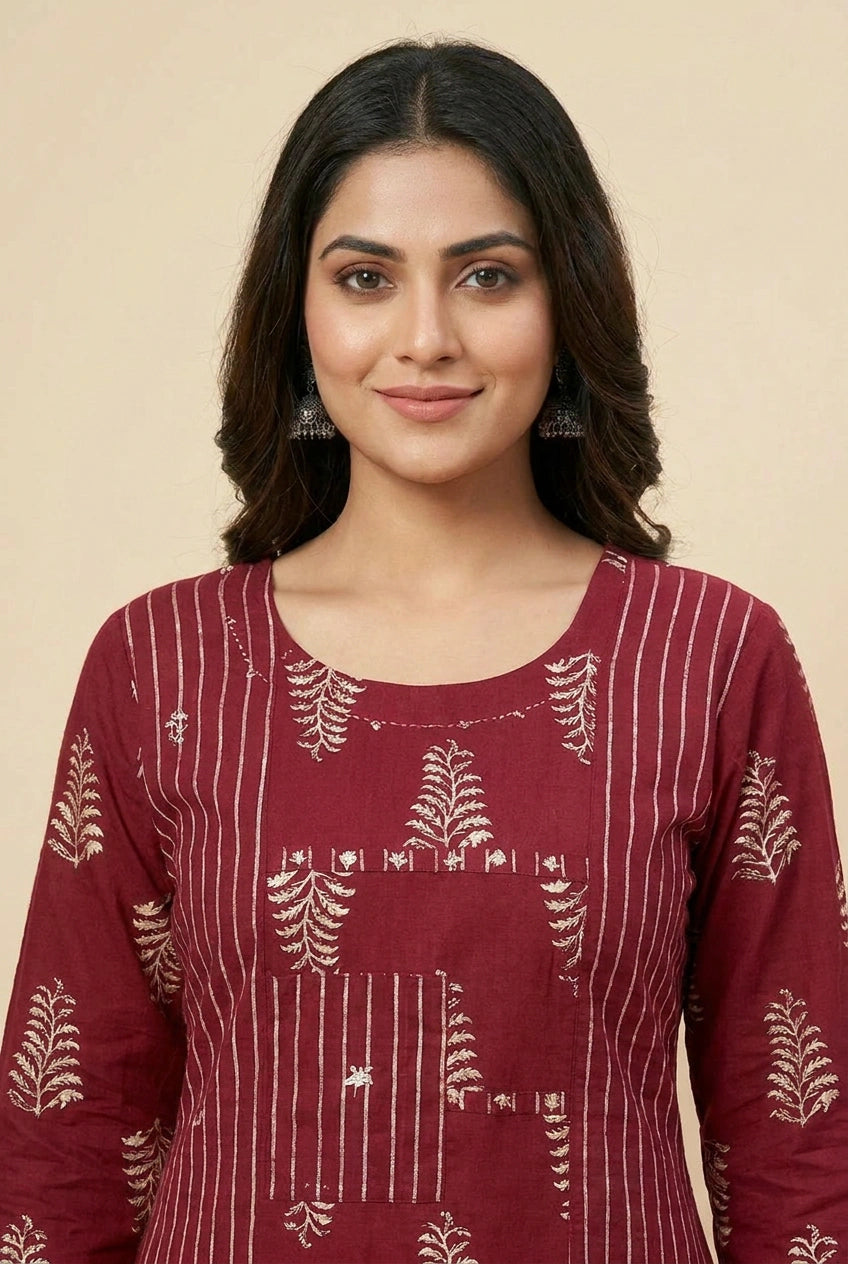 Cotton Straight Suit with Resham Work for Festive Evenings