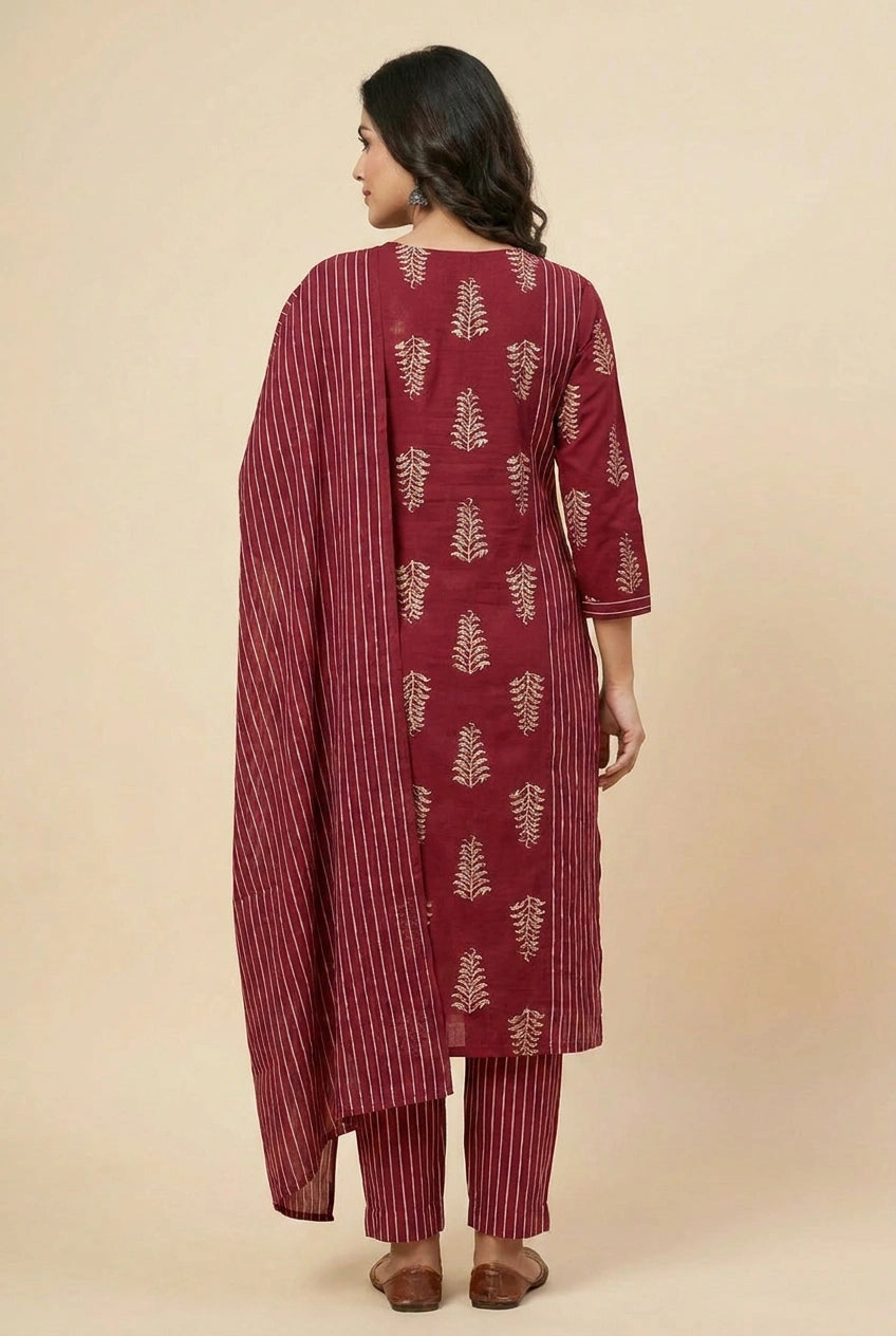 Cotton Straight Suit with Resham Work for Festive Evenings