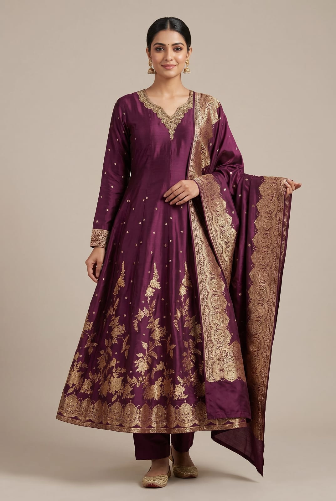 Graceful Dola Silk Anarkali Suit - Rangoli Sarees