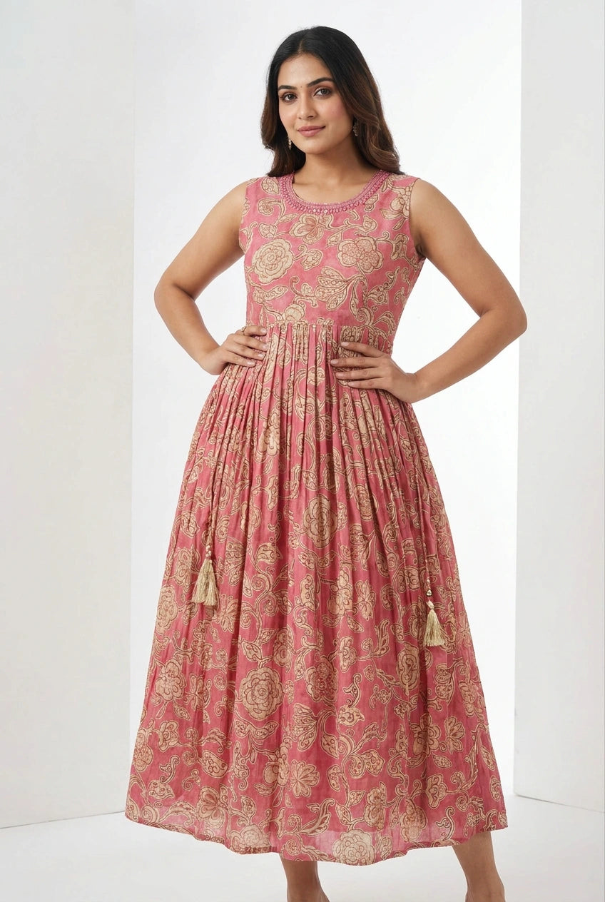 Cotton Kurti Gown with Floral Print for Casual Outings