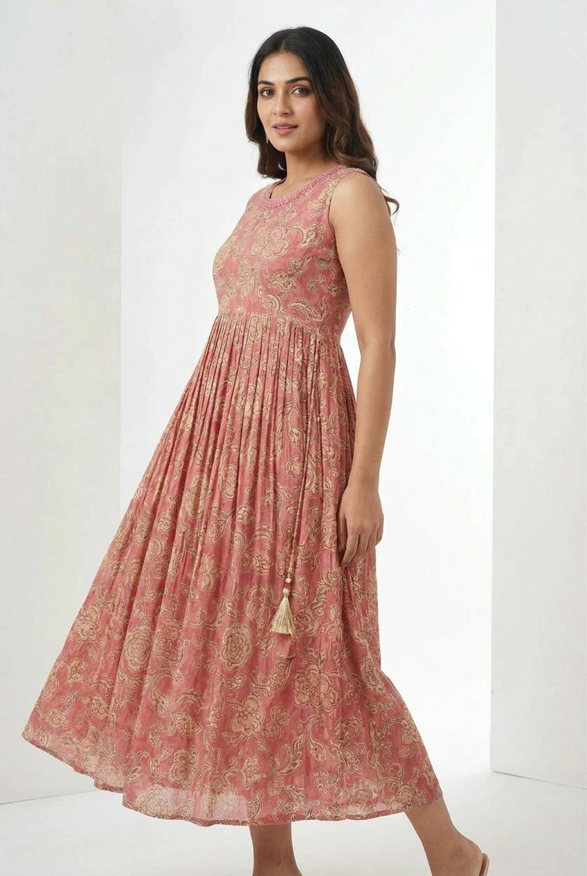 Cotton Kurti Gown with Floral Print for Casual Outings